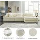 Lindyn Ivory 3 Piece Sectional with RAF Chaise