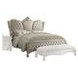 Versailles Ivory and Bone White King Upholstered Panel Bed with Nailhead Trim