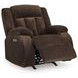 Free Wake Chocolate Power Reclining Living Room Set with Drop Down Table and USB Charging