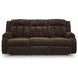 Free Wake Chocolate Power Reclining Living Room Set with Drop Down Table and USB Charging