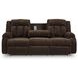 Free Wake Chocolate Power Reclining Living Room Set with Drop Down Table and USB Charging