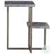 Signature Designs Grey Mist Fossil And Antiqued Silver Leaf Salvo Rectangular Tier Spot Table