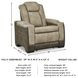 Next-Gen DuraPella Sand Performance Fabric Power Recliner With Adjustable Headrest
