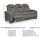 Next-Gen DuraPella Slate Performance Fabric Power Reclining Sofa With Adjustable Headrest