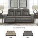 Next-Gen DuraPella Slate Performance Fabric Power Reclining Sofa With Adjustable Headrest