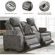 Next-Gen DuraPella Slate Performance Fabric Power Reclining Console Loveseat With Adjustable Headrest