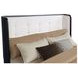 Leandro Burnished Black and Cream King Upholstered Platform Bed
