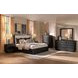 Leandro Burnished Black and Cream King Upholstered Platform Bed