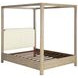 Solano Weathered Mango and Beige Upholstered Canopy Bedroom Set