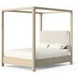 Solano Weathered Mango and Beige Upholstered Canopy Bedroom Set