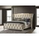 Lorient Ivory and Camel King Upholstered Panel Bed with LED Light
