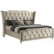 Lorient Ivory and Camel King Upholstered Panel Bed with LED Light