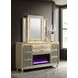 Lorient Ivory Upholstered 8 Drawer Dresser and Mirror with LED Light