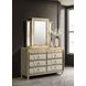 Lorient Ivory Upholstered 8 Drawer Dresser with Mirror and LED Light
