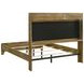 Henderson Medium Oak and Gray King Upholstered Bookcase Panel Bed
