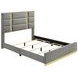Ines Gray and Gold King Upholstered Panel Bed