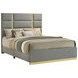 Ines Gray and Gold King Upholstered Panel Bed