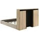 Arielle Light Oak and Light Tan King Upholstered Bookcase Storage Panel Bed