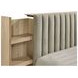Arielle Light Oak and Light Tan Queen Upholstered Bookcase Storage Panel Bed