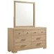 Arielle Light Oak and Light Tan Upholstered Bookcase Storage Panel Bedroom Set