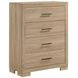Arielle Light Oak and Light Tan Upholstered Bookcase Storage Panel Bedroom Set