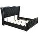 Lorient Black King Upholstered Panel Bed with LED