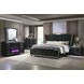 Lorient Black King Upholstered Panel Bed with LED