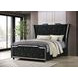 Lorient Black Queen Upholstered Panel Bed with LED