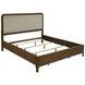 Maderia Walnut and Taupe California King Upholstered Panel Bed