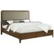 Maderia Walnut and Taupe California King Upholstered Panel Bed