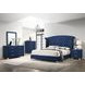 Melody Pacific Blue California King Upholstered Panel Bed with Nailhead Trim