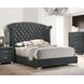 Melody Gray California King Upholstered Panel Bed with Nailhead Trim