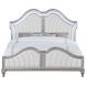 Evangeline Silver Oak and Ivory California King Upholstered Panel Bed with LED Light