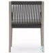 Sherwood Faye Ash Weathered Grey Dark Grey Rope Performance Fabric Outdoor Dining Arm Chair