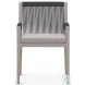 Sherwood Faye Ash Weathered Grey Dark Grey Rope Performance Fabric Outdoor Dining Arm Chair