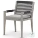 Sherwood Faye Ash Weathered Grey Dark Grey Rope Performance Fabric Outdoor Dining Arm Chair