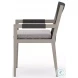 Sherwood Faye Ash Weathered Grey Dark Grey Rope Performance Fabric Outdoor Dining Arm Chair