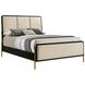 Arini Black and Cream King Upholstered Panel Bed
