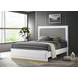 Caraway White and Gray California King Upholstered Panel Bed with LED Light