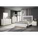 Caraway White and Gray California King Upholstered Panel Bed with LED Light