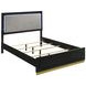 Caraway Black and Gray California King Upholstered Panel Bed with LED Light