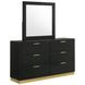 Caraway Black 6 Drawer Dresser with Mirror