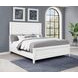 Marielle Distressed White King Upholstered Panel Bed