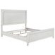 Marielle Distressed White King Upholstered Panel Bed