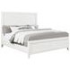 Marielle Distressed White King Upholstered Panel Bed
