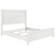 Marielle Distressed White California King Upholstered Panel Bed