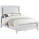 Marielle Distressed White California King Upholstered Panel Bed