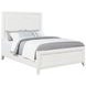 Marielle Distressed White Queen Upholstered Panel Bed