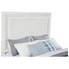 Marielle Distressed White Queen Upholstered Panel Bed