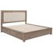Kenora Barley Brown and Beige California King Upholstered Storage Panel Bed with LED Light